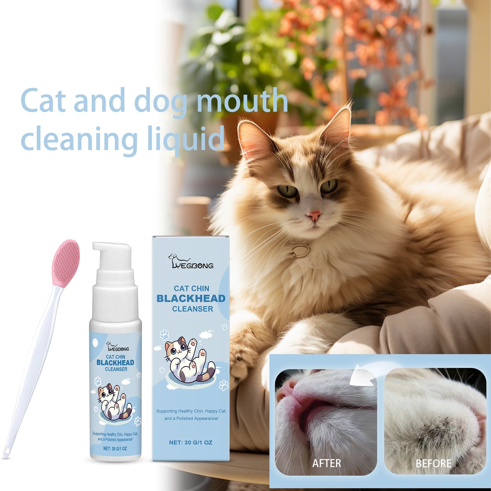 Pet Dental Care Kit – Dog & Cat Toothbrush with 30ml Oral Solution for Tartar Control & Fresh Breath