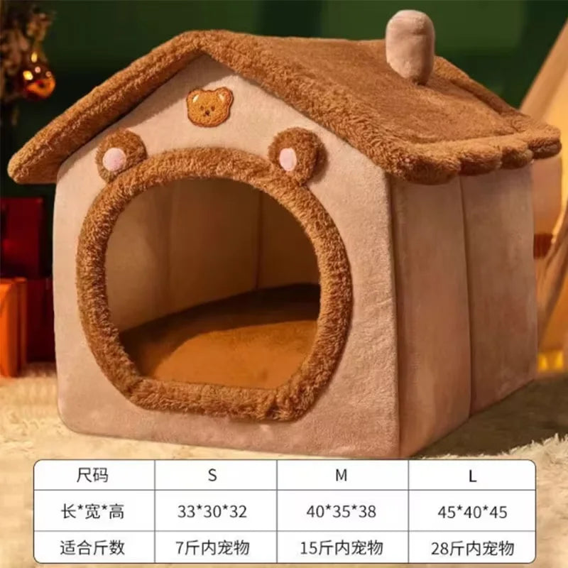 Winter Cat House – Enclosed Warm Pet Bed, Detachable & Washable Cat House for Cats and Small Dogs, Cozy Kennel for Cold Weather