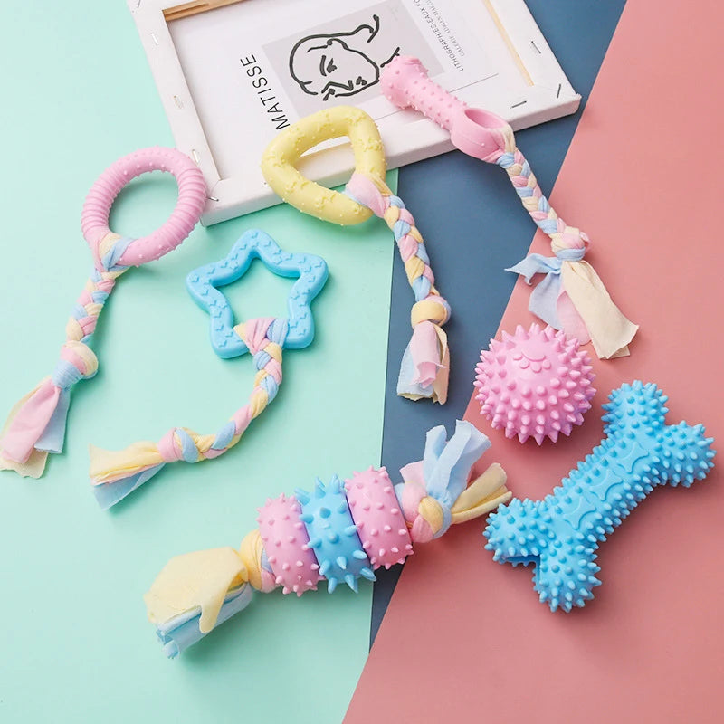 Durable Dog Chew Toys for Small Dogs – TPR Knot, Teeth Cleaning, Bite-Resistant, Interactive Training