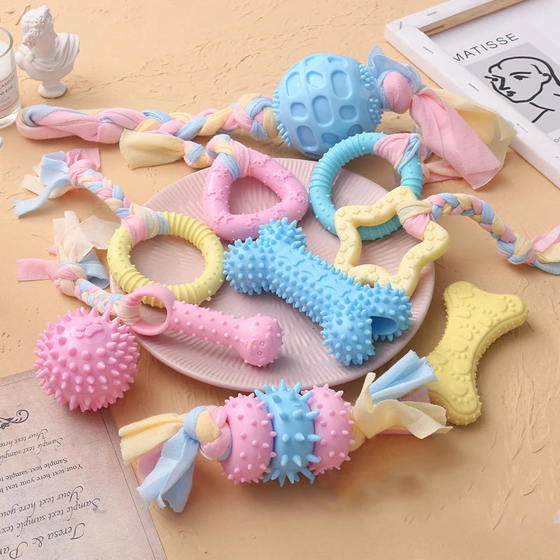 Durable Dog Chew Toys for Small Dogs – TPR Knot, Teeth Cleaning, Bite-Resistant, Interactive Training