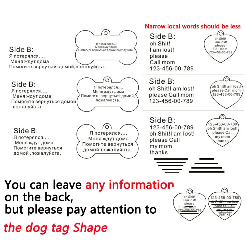 Custom Pet ID Tag for Cats & Dogs – Free Engraving Stainless Steel Name Tag