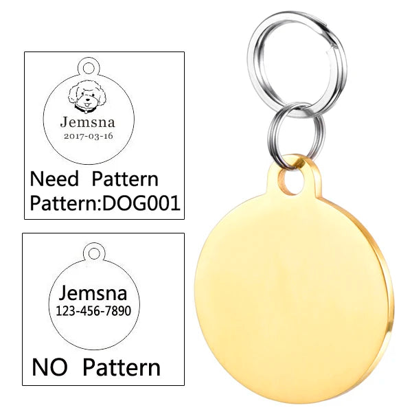 Custom Pet ID Tag for Cats & Dogs – Free Engraving Stainless Steel Name Tag