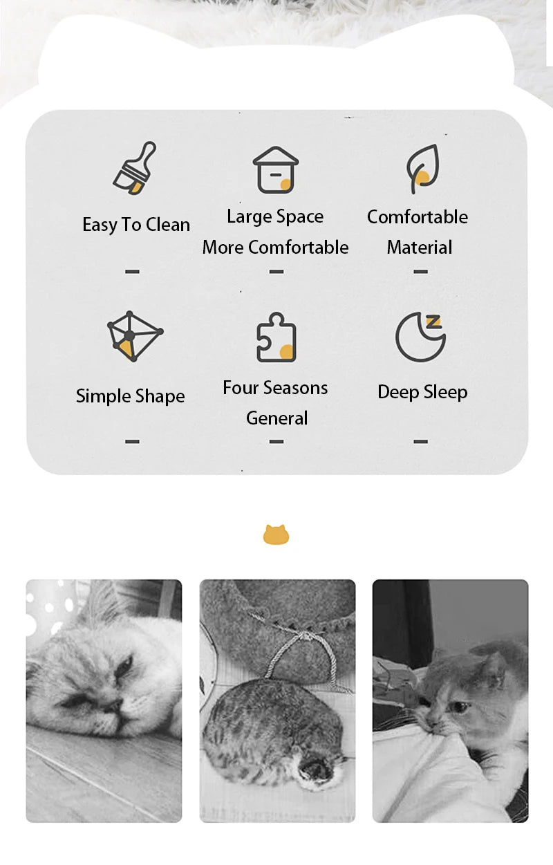 Cat Head Shaped Cozy Cat Bed – Warm Semi-Closed Sleep Cave, Non-Slip Pet House for All Seasons