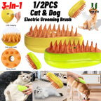 3-in-1 Steam Pet Grooming Brush – Cat & Dog Hair Removal, Massage Comb, Shedding & Spray Tool