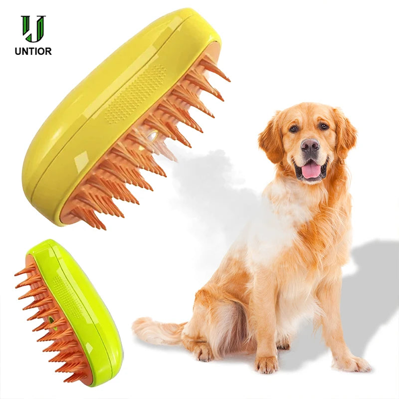 3-in-1 Steam Pet Grooming Brush – Cat & Dog Hair Removal, Massage Comb, Shedding & Spray Tool