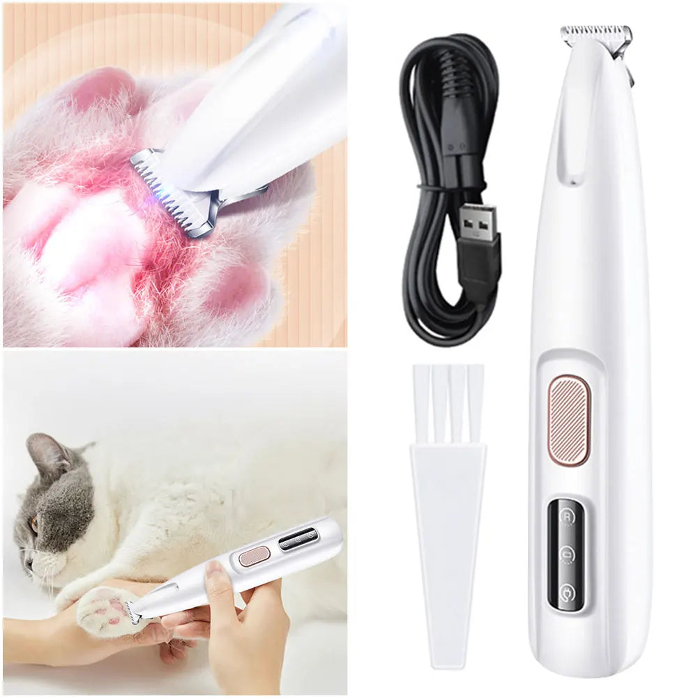 Dog Paw Trimmer with LED Light – Electric Pet Grooming Clippers for Dogs & Cats, 18mm Wide Blade for Paws, Face, Ears & Rump