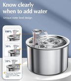 2L Stainless Steel Pet Water Fountain – Automatic Cat Water Dispenser with Sensor & Heater