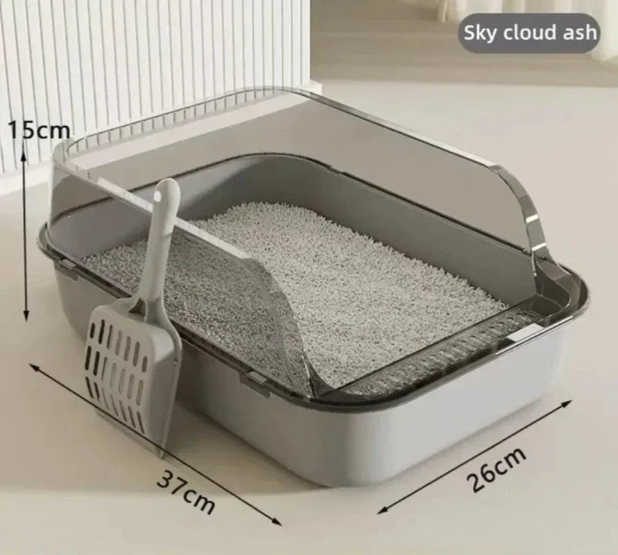 Kitty Sandbox Semi-Enclosed Cat Litter Box – Splashproof Tray & Cleaning Toilet for Kittens