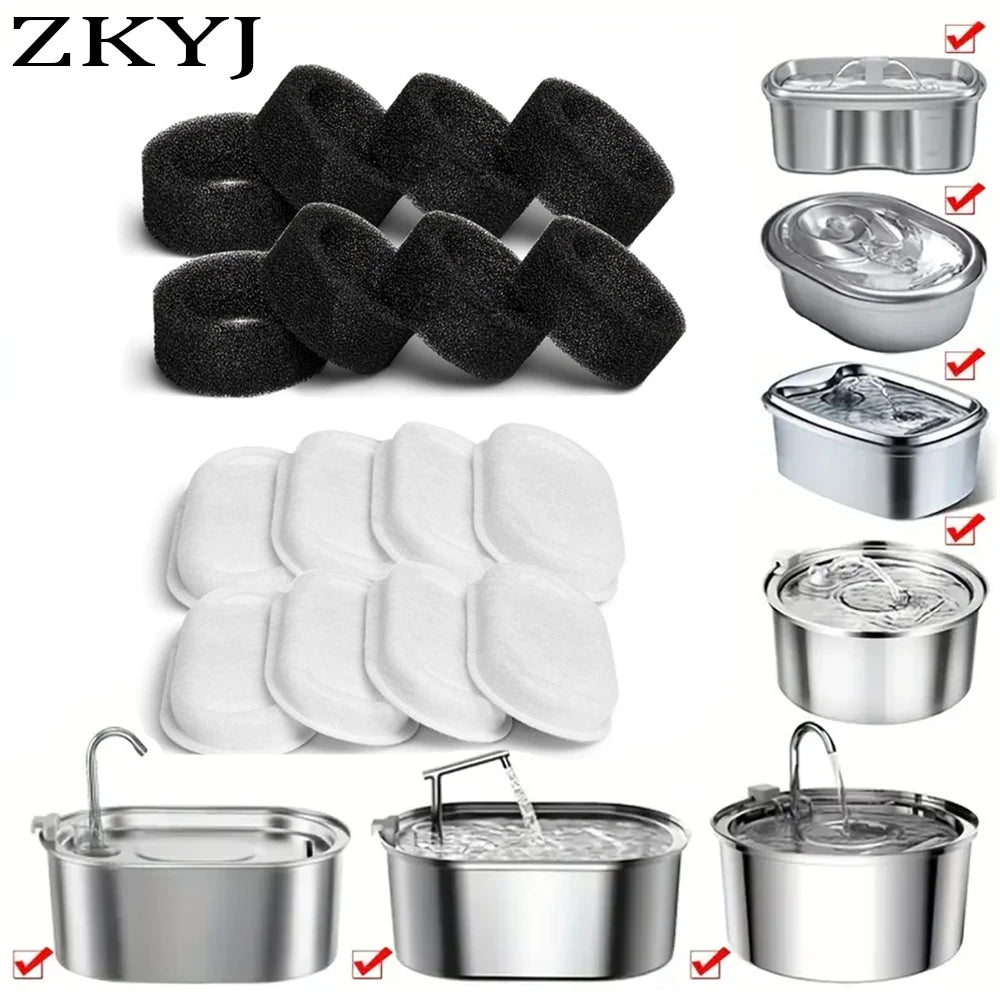 Cat Water Fountain Replacement Filter – Activated Carbon for Stainless Steel Pet Dispenser