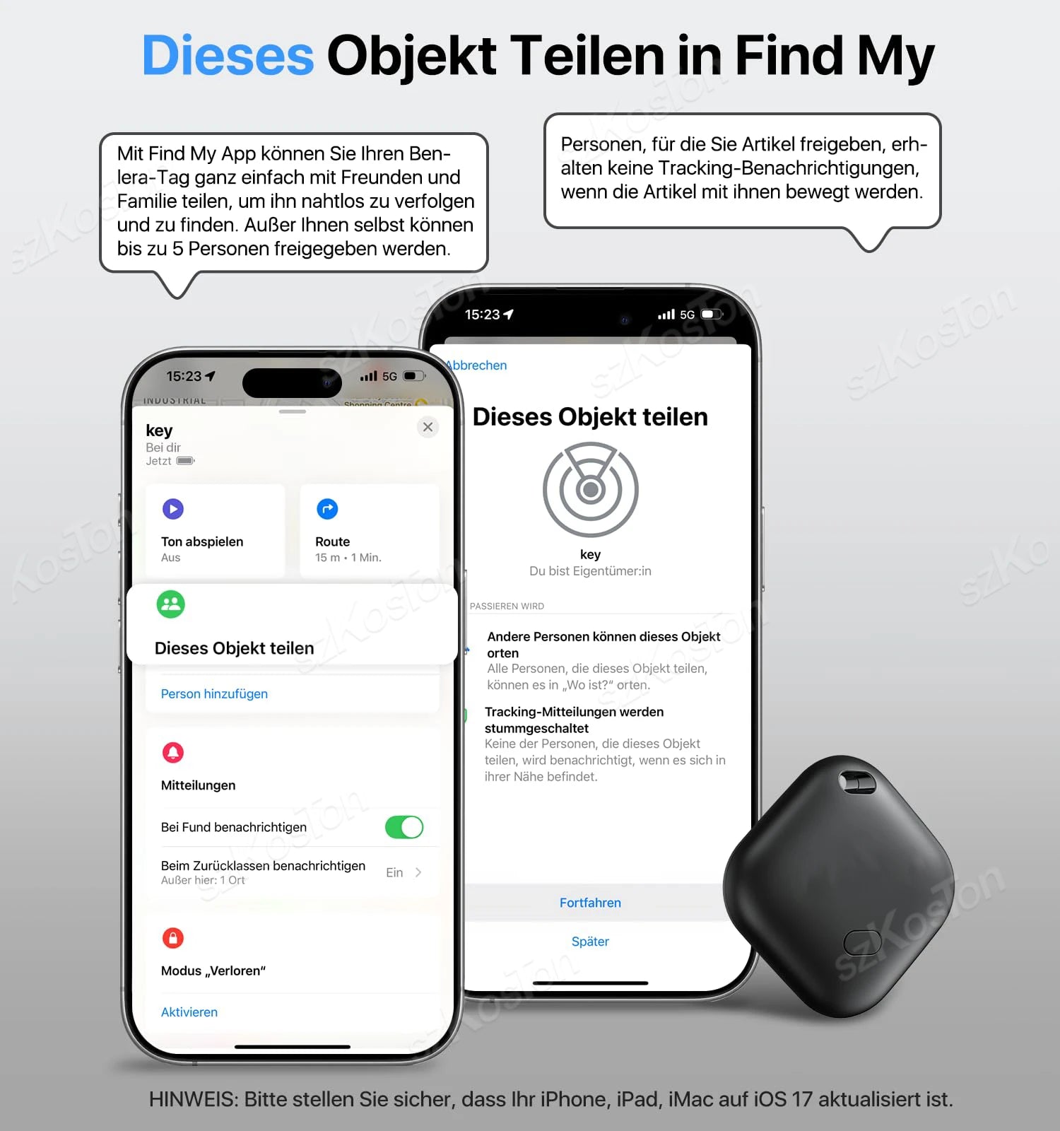 Mini GPS Tracker – iOS Find My App Compatible | Pet, Child, Car & Key Finder with Keychain