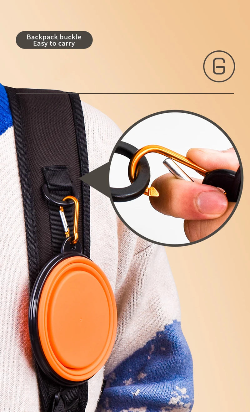 350ML Portable Folding Pet Bowl with Keychain – Travel Cat & Dog Bowl, Durable & Convenient