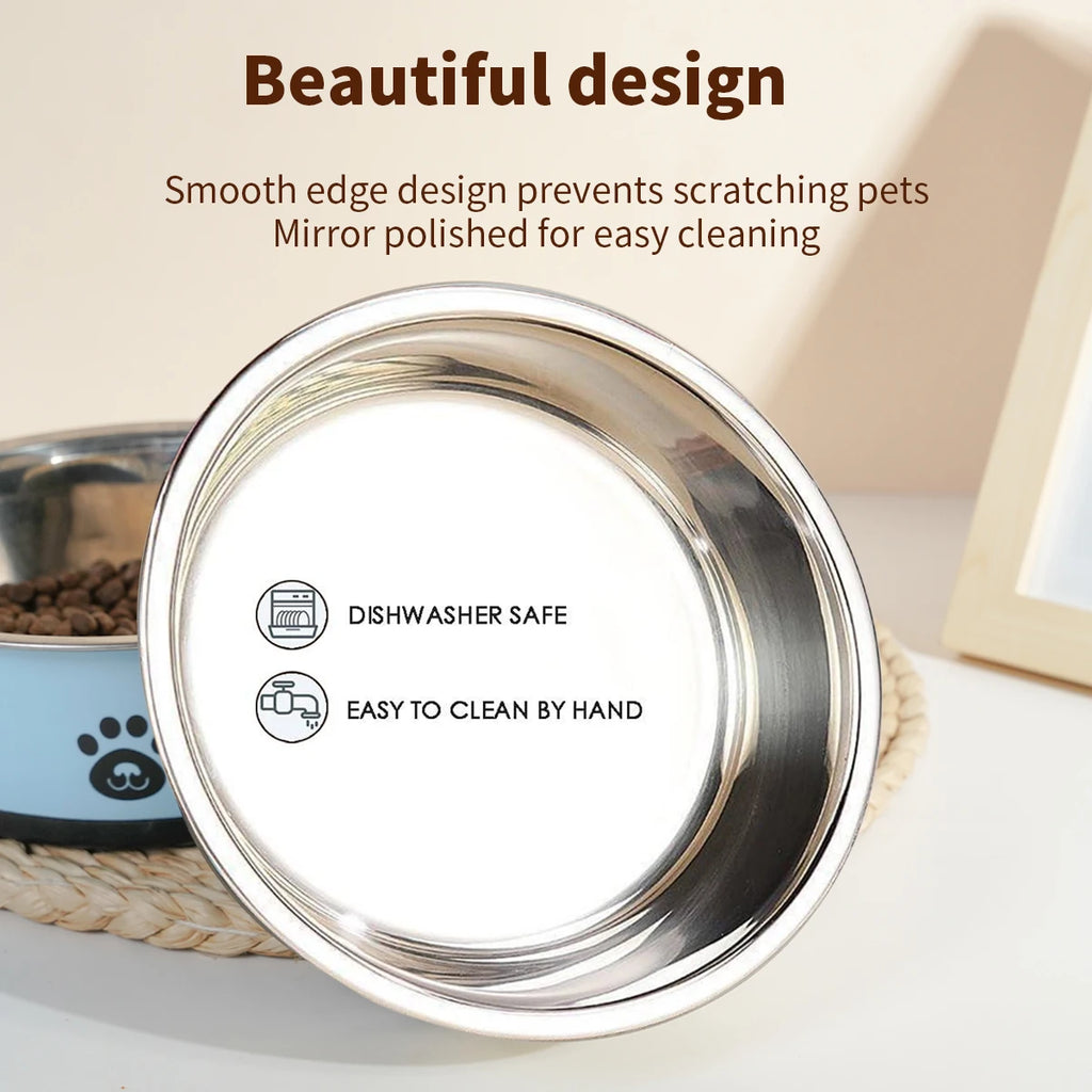 Non-Slip Stainless Steel Pet Bowl – Anti-Tip Dog & Cat Food Bowl