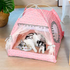 Cat & Dog Tent Bed – Semi-Enclosed Flower Design, All-Season Pet Nest
