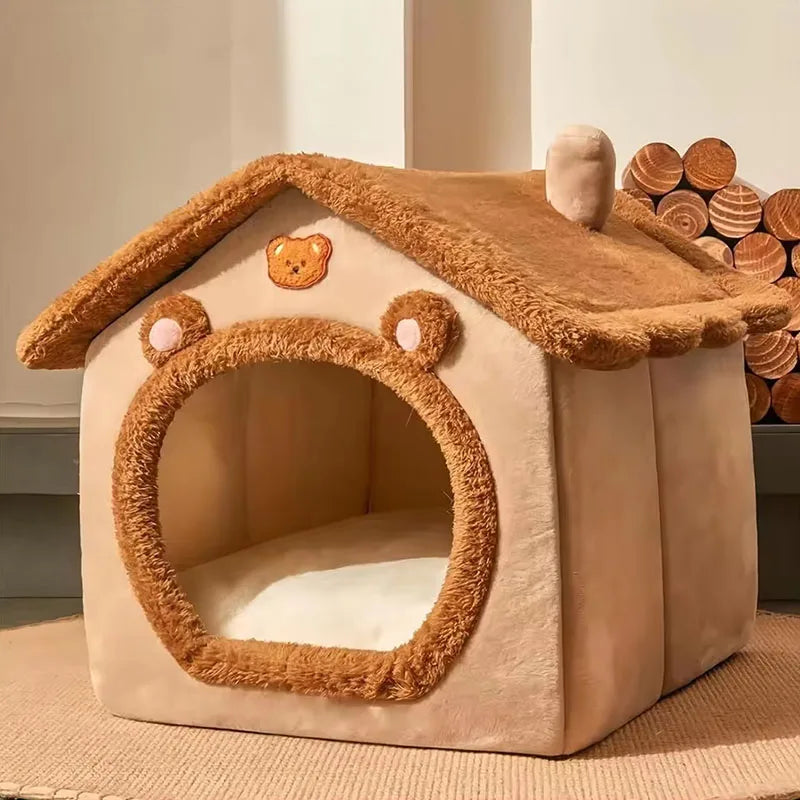 Winter Cat House – Enclosed Warm Pet Bed, Detachable & Washable Cat House for Cats and Small Dogs, Cozy Kennel for Cold Weather