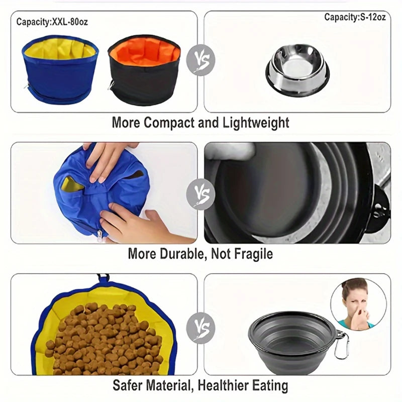Portable Collapsible Pet Bowl – Travel Food & Water Feeder for Dogs, Puppies & Cats