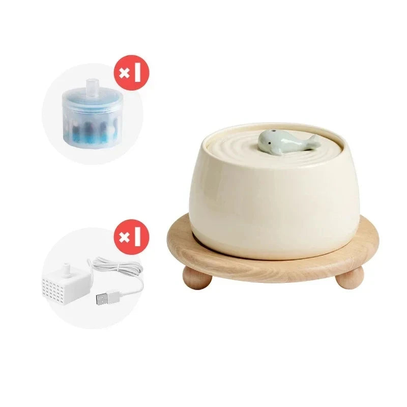1.3L Ceramic Cat Water Fountain – USB Pet Water Dispenser with Automatic Circulating Filtration for Cats & Dogs