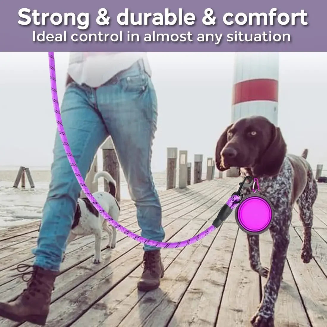 Strong Reflective Dog Leash for Small, Medium & Large Dogs – Durable Pet Leash for Golden Retriever, Training, Walking & Pull Control