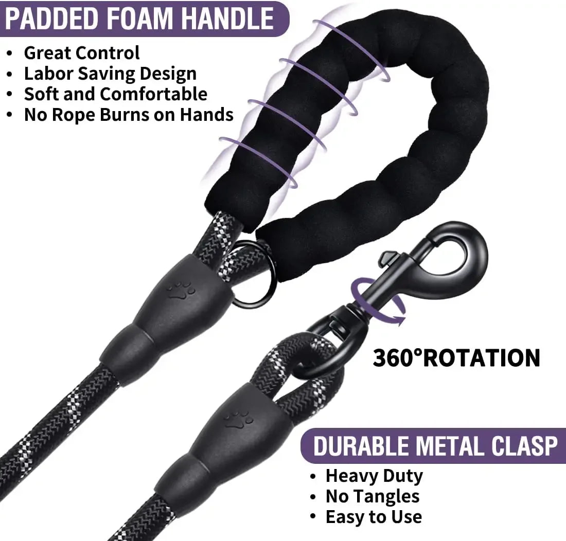 Strong Reflective Dog Leash for Small, Medium & Large Dogs – Durable Pet Leash for Golden Retriever, Training, Walking & Pull Control