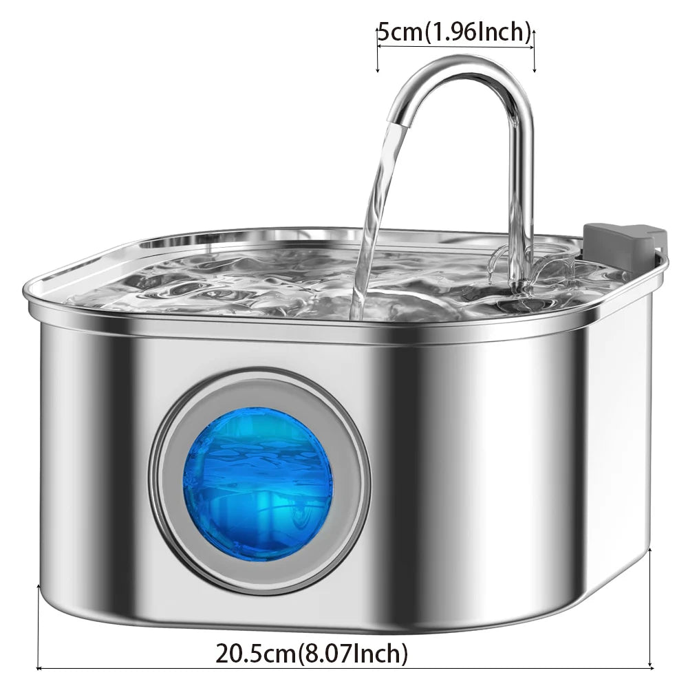 3.2L Stainless Steel Automatic Pet Water Fountain – Smart Cat & Dog Dispenser with Transparent Window, Quiet Filtered Drinking Bowl for Pets