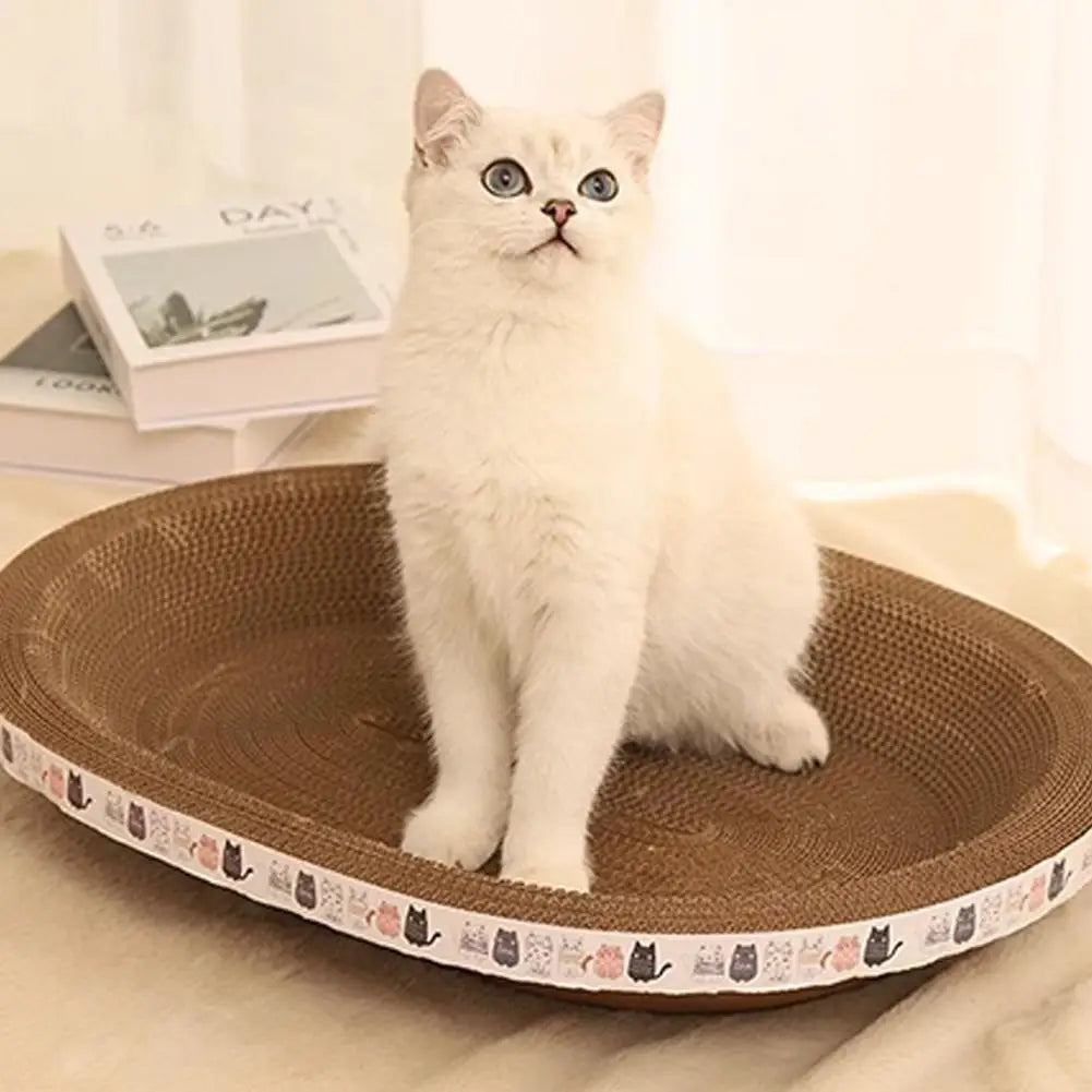 Cat Scratcher Cardboard Round Oval Pad Bowl Nest | Indoor Cat Scratch Board for Claw Grinding