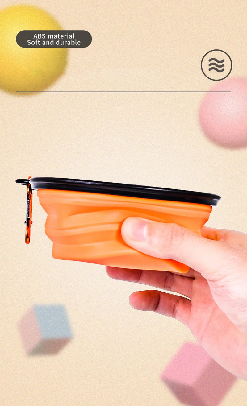 350ML Portable Folding Pet Bowl with Keychain – Travel Cat & Dog Bowl, Durable & Convenient