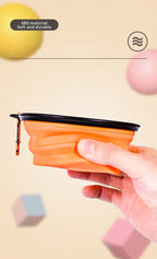350ML Portable Folding Pet Bowl with Keychain – Travel Cat & Dog Bowl, Durable & Convenient