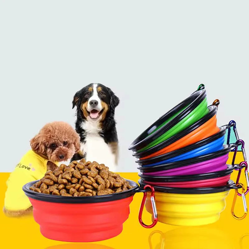 350ML Portable Folding Pet Bowl with Keychain – Travel Cat & Dog Bowl, Durable & Convenient