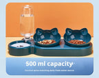 3-in-1 Tilted Cat Bowls with Water Feeder – Elevated Pet Food & Water Set for Neck Protection