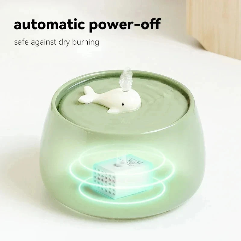1.3L Ceramic Cat Water Fountain – USB Pet Water Dispenser with Automatic Circulating Filtration for Cats & Dogs