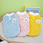 Winter Pet Sweater with Bear Print – Warm Plush Dog Cat Jacket with Buckle & Buttons for Small Dogs, Pomeranian, Chihuahua, Puppy Clothes