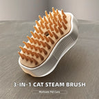 3-in-1 Rotating Cat Grooming Steamer Brush – Multifunctional Pet Hair Removal, Spray, Massage Comb with Self-Cleaning Steam for Easy Cat Care.
