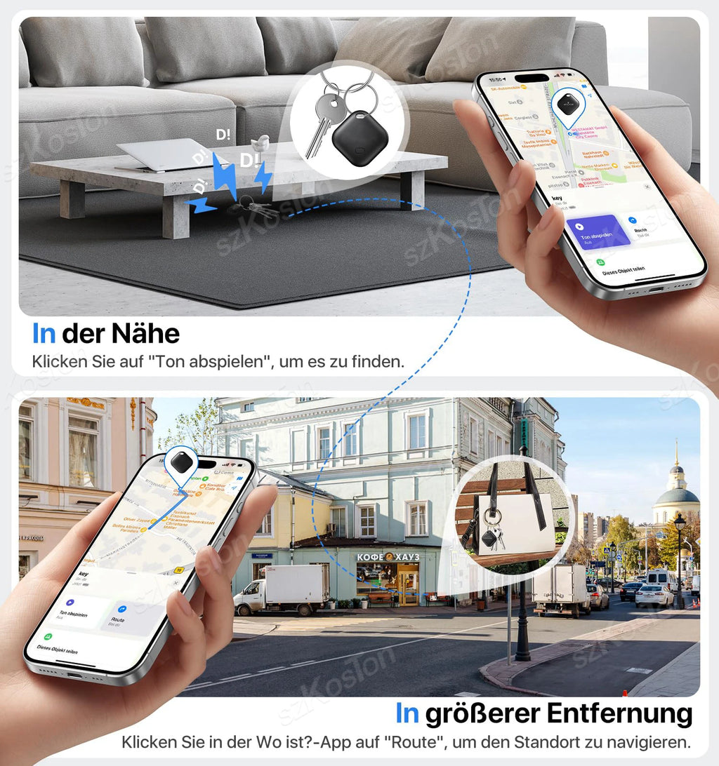 Mini GPS Tracker – iOS Find My App Compatible | Pet, Child, Car & Key Finder with Keychain