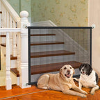 Pet Dog Barrier Fence – Foldable Mesh Safety Gate with 4 Hooks, Breathable Isolated Net for Stairs & Doorways, Portable Playpen Fence for Pets