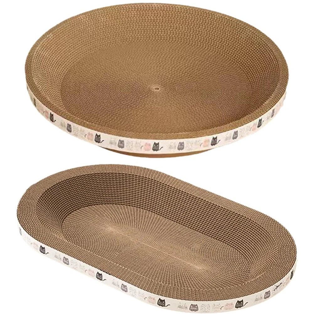 Cat Scratcher Cardboard Round Oval Pad Bowl Nest | Indoor Cat Scratch Board for Claw Grinding