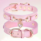 Adjustable PU Pet Collar for Cats & Dogs – Durable Sparkling Heart Design