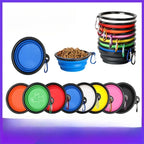 Collapsible Silicone Pet Bowl with Carabiner – Portable Folding Dog & Cat Food Water Dish for Travel & Outdoor Use