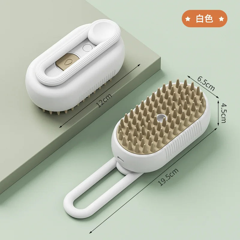 3-in-1 Steam Pet Grooming Brush – Cat & Dog Hair Removal, Massage Comb, Shedding & Spray Tool