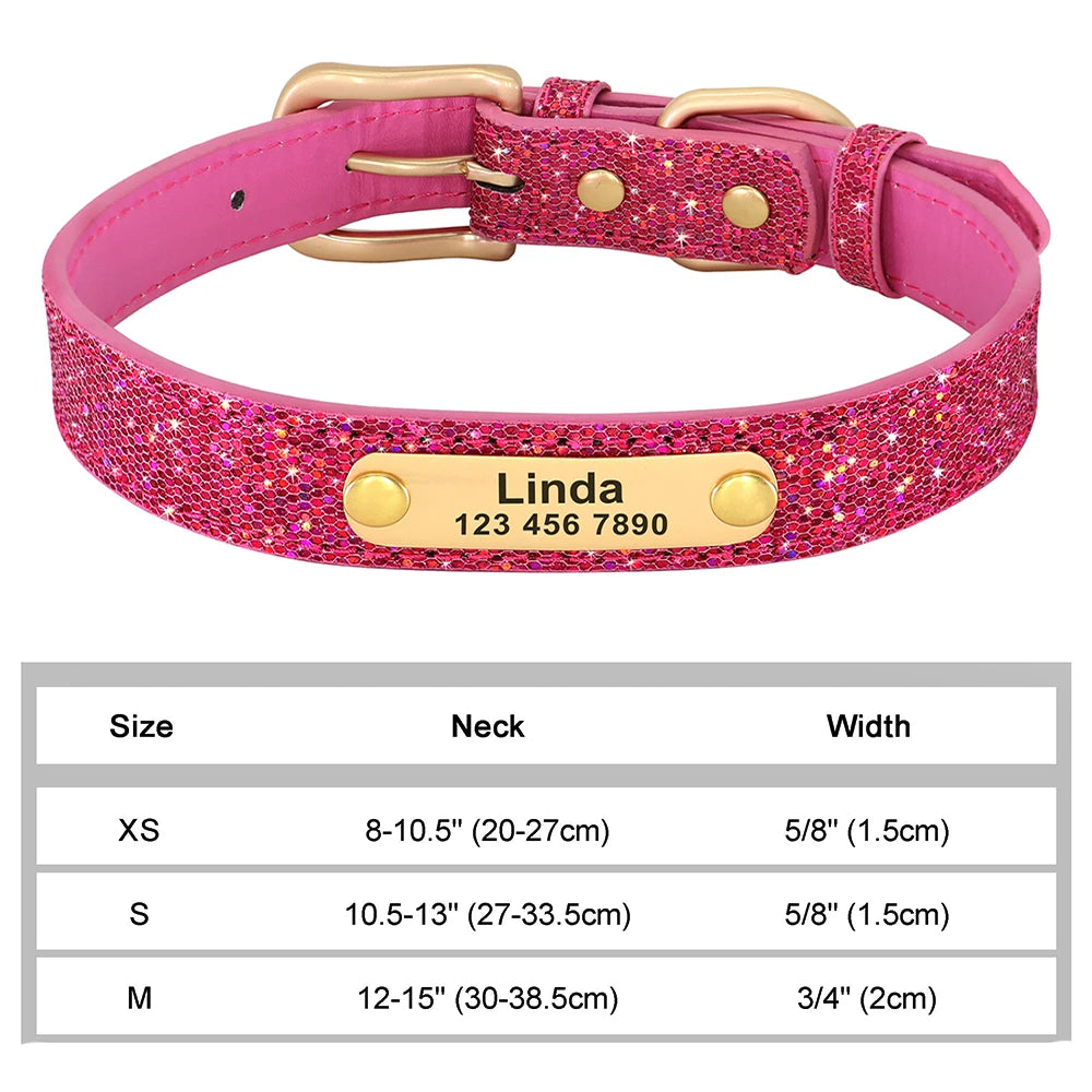 Personalized Dog & Cat Collar – Adjustable Leather Crystal Bowtie Necklace with Rhinestones, Anti-Lost Pet Accessories