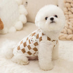 Winter Pet Sweater with Bear Print – Warm Plush Dog Cat Jacket with Buckle & Buttons for Small Dogs, Pomeranian, Chihuahua, Puppy Clothes