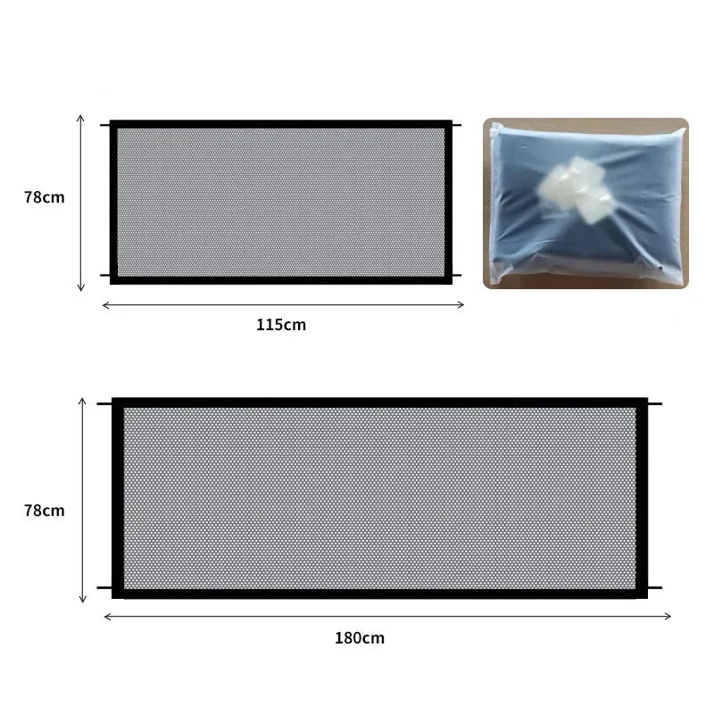 Pet Dog Barrier Fence – Folding Mesh Safety Gate with 4 Hooks for Stairs & Playpen