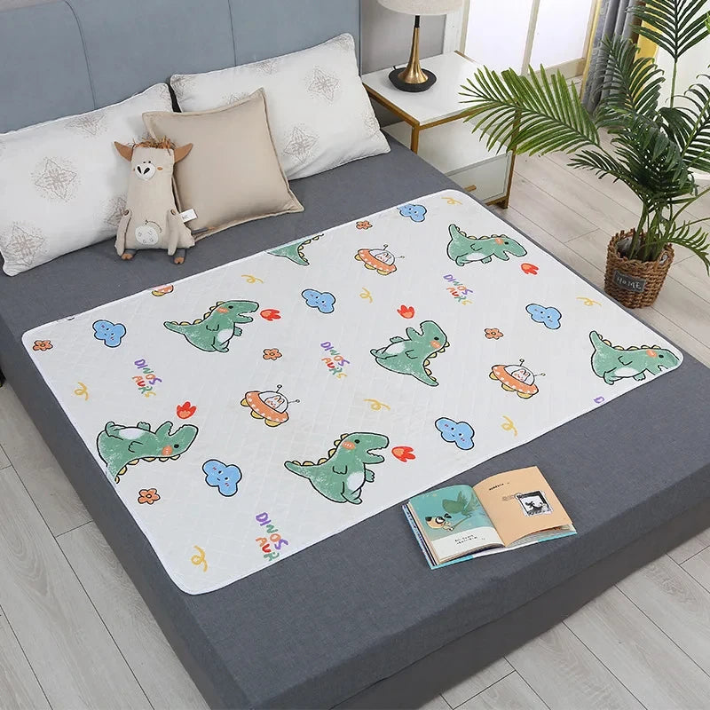Waterproof Washable Baby Mattress Protector – Cute Cartoon Urine Pad, Breathable Toddler Bed Mat & Diaper Pad