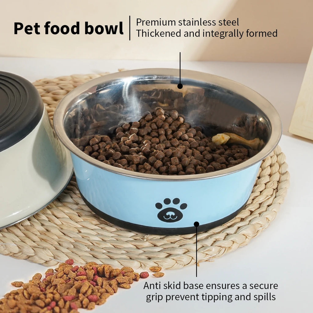 Non-Slip Stainless Steel Pet Bowl – Anti-Tip Dog & Cat Food Bowl
