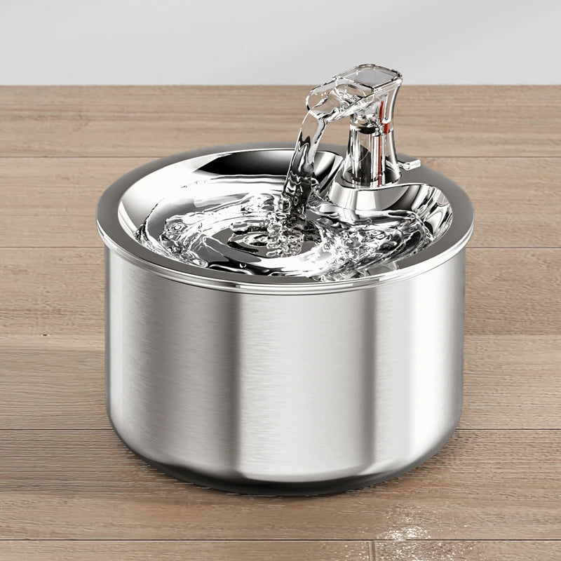 2L Stainless Steel Pet Water Fountain – Automatic Cat Water Dispenser with Sensor & Heater
