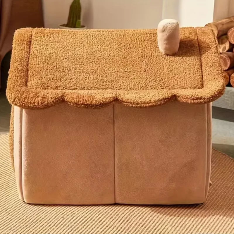 Winter Cat House – Enclosed Warm Pet Bed, Detachable & Washable Cat House for Cats and Small Dogs, Cozy Kennel for Cold Weather