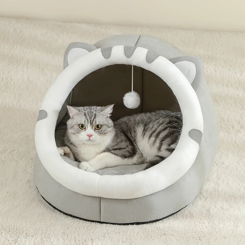 Warm Cat Bed – Pet Cave House with Cushion for Cats & Small Dogs