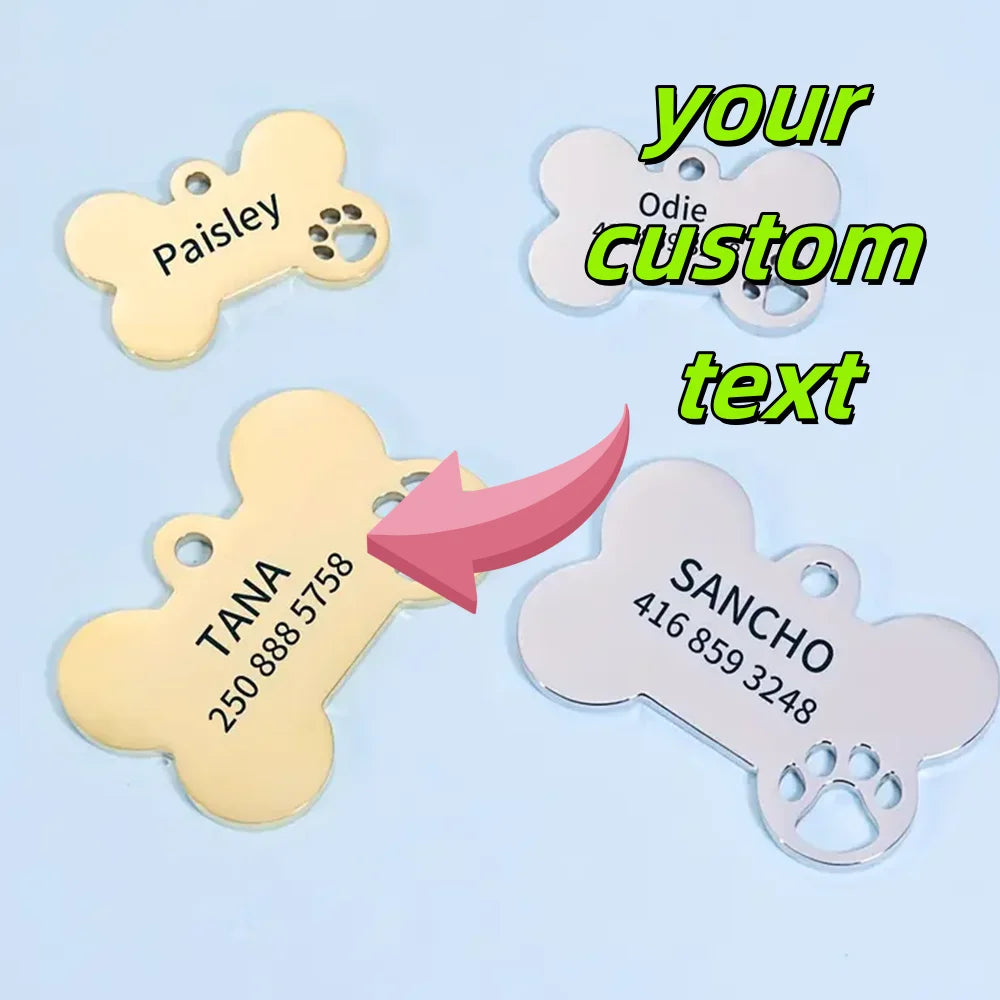 Customized Pet ID Tag Keychain – Personalized Engraved Bone Pendant for Dog & Cat Collars