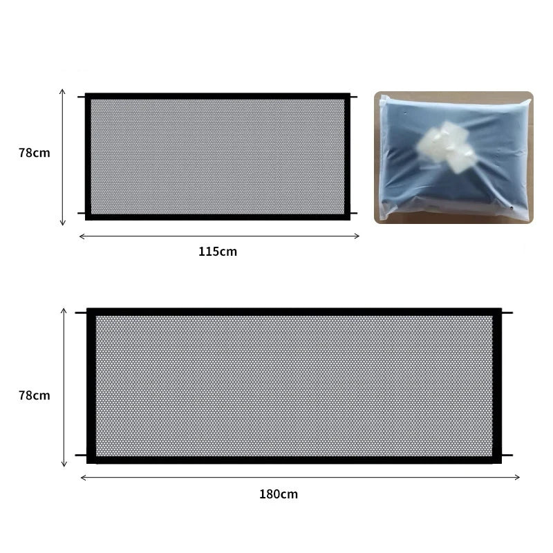 Pet Dog Barrier Fence – Folding Mesh Safety Gate with 4 Hooks for Stairs & Playpen