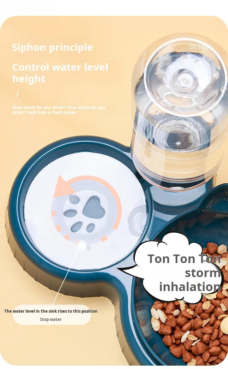 3-in-1 Tilted Cat Bowls with Water Feeder – Elevated Pet Food & Water Set for Neck Protection