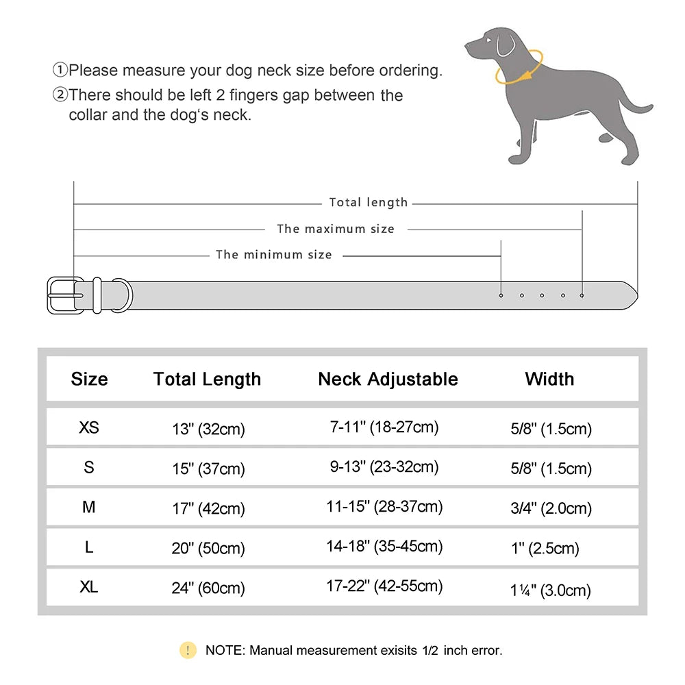 Personalized PU Leather Dog Collar – Adjustable, Soft Padded ID Name Tag for Small, Medium & Large Dogs – Free Engraving, Multiple Colors