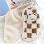 Winter Pet Sweater with Bear Print – Warm Plush Dog Cat Jacket with Buckle & Buttons for Small Dogs, Pomeranian, Chihuahua, Puppy Clothes